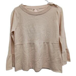 VTG Y2K Tulle Womens Babydoll Crop Sweater Large Cream Lambs Wool Cottagecore